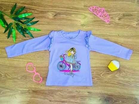 PRETTY GIRL WITH BICYCLE PURPLE 523404 ALG გრძელ მკლავიანი მაისური