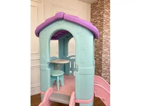 HOUSE WITH SLIDE UN-PG14 Pink საბავშო სათამაშო სახლი სასრიალოთი, 4 image