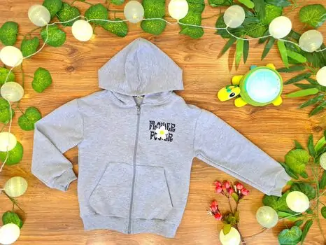 Flower Power ALG 623607 საბავშვო ჰუდი ელვა შესაკრავით Grey
