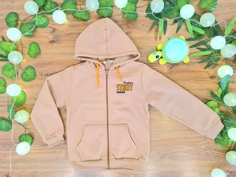 Fashion Street ALG 323149 საბავშვო ჰუდი ელვა შესაკრავით Beige