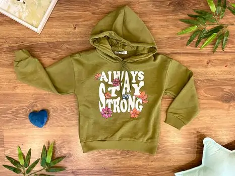 Always Stay Strong ALG 723471 საბავშვო ჰუდი Green