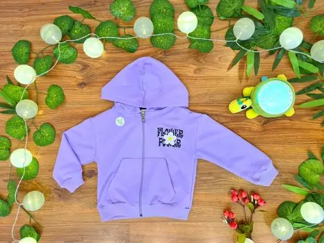 Flower Power ALG 623607 საბავშვო ჰუდი ელვა შესაკრავით Purple