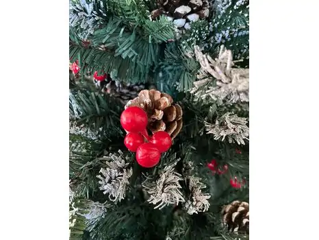 Christmas Tree With Pine Cones And Berries საახალწლო ნაძვის ხე შერეული სილიკონის წიწვებით, გირჩით და კენკრით 180 სმ (OT001), 6 image