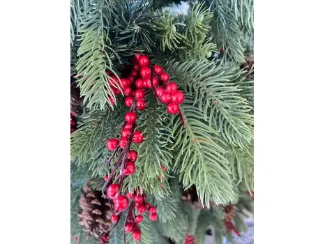 Christmas Tree With Pine Cones And Berries საახალწლო ნაძვის ხე შერეული სილიკონის წიწვვებით გირჩით და კენკრით 210 სმ (OT012), 11 image