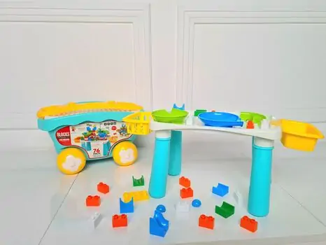 BUCKET BUILDING BLOCK TABLE WITH SLIDE BALL 222-B75 საბავშვო კონსტრუქტორის ნაკრები, 2 image