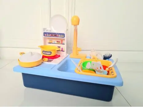 Multi-function Kitchen Sink Blue WY381-1 საბავშვო სამზარეულოს ფუნქციური ნიჟარა, 3 image