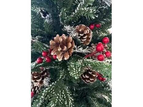 Christmas Tree With Pine Cones And Berries საახალწლო ნაძვის ხე შერეული სილიკონის წიწვებით, გირჩით და კენკრით 180 სმ (OT001), 8 image