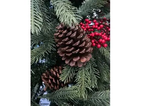 Christmas Tree With Pine Cones And Berries საახალწლო ნაძვის ხე შერეული სილიკონის წიწვვებით გირჩით და კენკრით 210 სმ (OT012), 12 image
