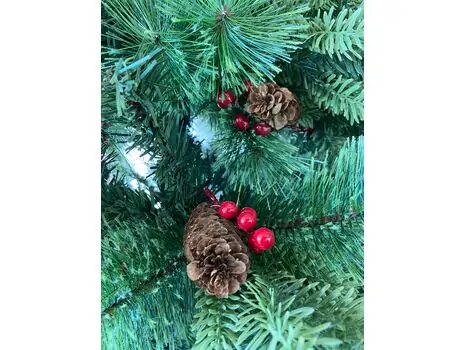 Christmas Tree With Pine Cones And Berries საახალწლო ნაძვის ხე შერეული სილიკონის წიწვებით, გირჩით და კენკრით 210 სმ  (OT005), 10 image