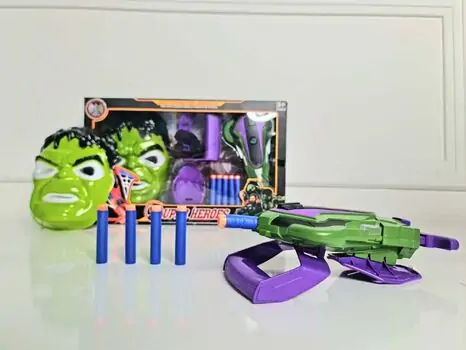 HULK MASK WITH SOFT BULLET LAUNCHER 564-934 MARVEL-ის სუპერგმირი ჰალკის ბლასტერი და ნიღაბი, 2 image