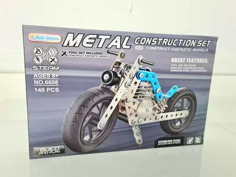 Metal Building Blocks Assembled Motorcycle Blue 6608 სათამაშო კონსტრუქტორი მოტოციკლეტი