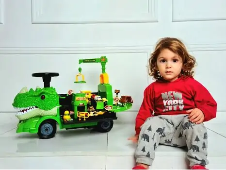 Multifunction Dinosaur Track 2 In 1 ZH918 საბავშვო  მრავალფუნქციური გადასაჯდომი მანქანა, 3 image