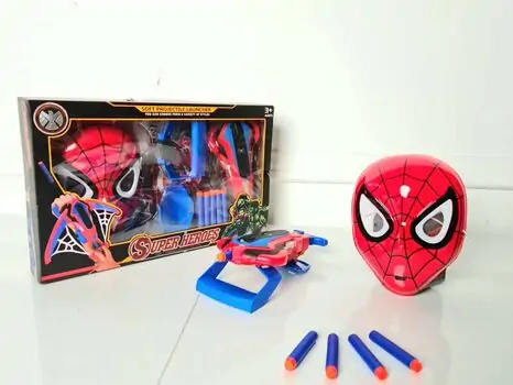 MARVEL SPIDER MAN MASK WITH SOFT BULLET LAUNCHER 564-931 ადამიანი ობობას ბლასტერი და ნიღაბი