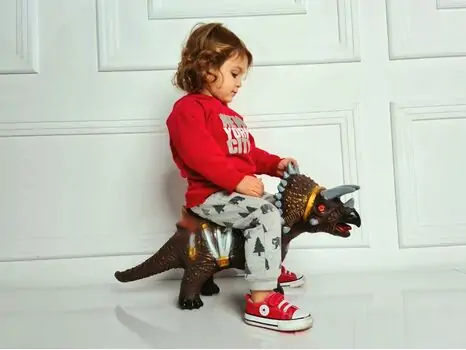 LARGE TOY TRICERATOPS DINOSAUR MODEL WITH IC BROWN HY608 გადასაჯდომი დინოზავრი, 2 image