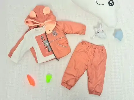 My Lovely Bunny Jacket 3in1 Set 1249 soso erkek საბავშვო ქურთუკის კომპლექტი Peach