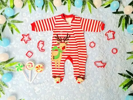 Santa's Deer Baby Romper 30067 ჩვილის რომპერი