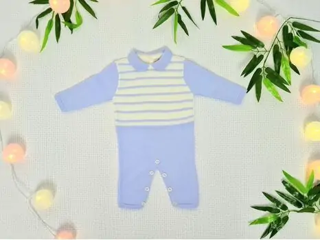 Baby Knitted Bodysuit Light Blue Caramini 1123 ახალშობილის რომპერი