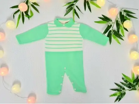 Baby Knitted Bodysuit Green Caramini 1123 ახალშობილის რომპერი