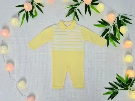 Baby Knitted Bodysuit Yellow Caramini 1123 ახალშობილის რომპერი
