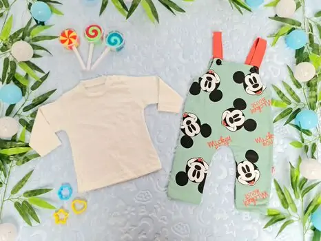 Mickey Mouse Overalls 2in1 Set MURATBABY 7076 კომბინიზონი Mint
