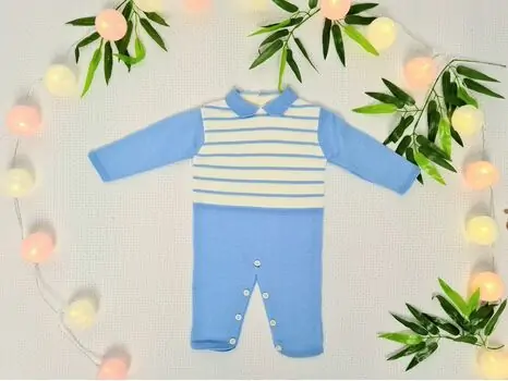 Baby Knitted Bodysuit Dark Blue Caramini 1123 ახალშობილის რომპერი
