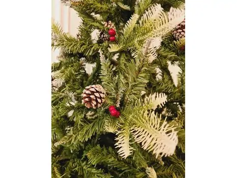 Christmas Tree With Pine Cones And Berries საახალწლო ნაძვის ხე დათოვლილი ბოლოებით, კენკრით და გირჩით 210 სმ (OT641), 2 image