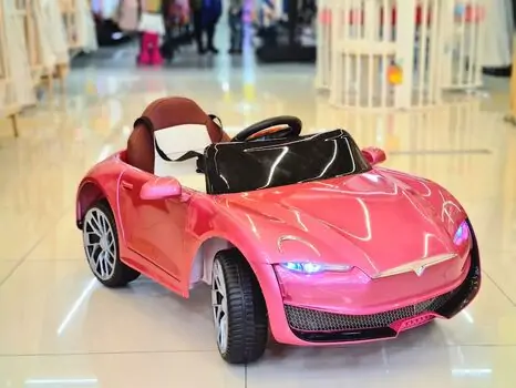 Tesla For Kids Pink - ელექტრო მანქანა ტყავის სავარძლით