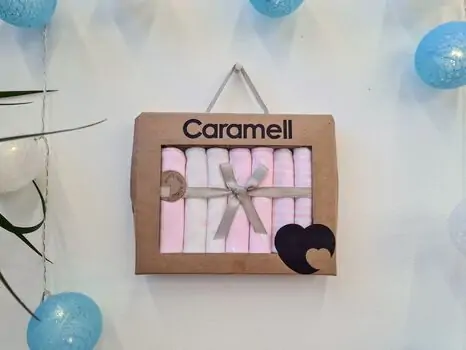 Caramell newborn baby handkerchief ახალშობილის პირსაწმენდი 9029 pink