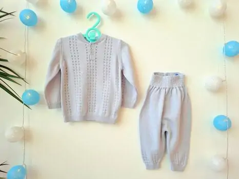Caramell baby knitted clothes set საბავშვო ტანსაცმლის ორეული 8244 light blue