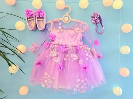 Baby Princes Flower Bloom Dress Quality Kids - საბავშვო კაბა 1093 Purple