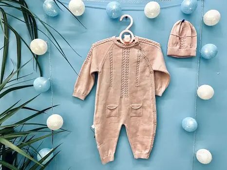 Caramell baby knitted romper საბავშვო რომპერი 8283 pink