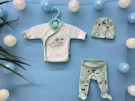 Caramell newborn baby 3in1 set ახალშობილის ტანსაცმლის კომპლექტი 8120 green
