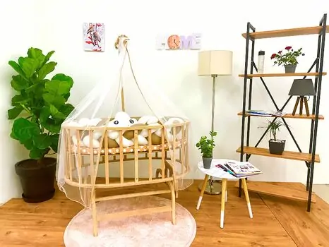 Bebeconfor Amedan Natural Color Basket Cradle With Brown Bumper ახალშობილის საწოლი