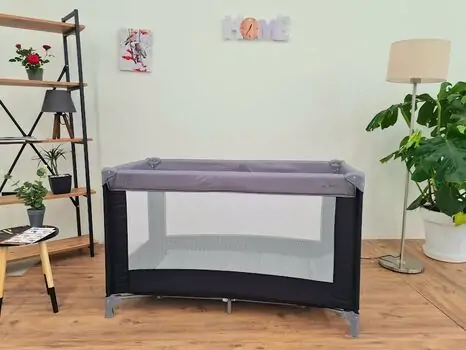Cangaroo Folding cot Solo Grey საბავშვო ერთ დონიანი საწოლ-მანეჟი, 2 image