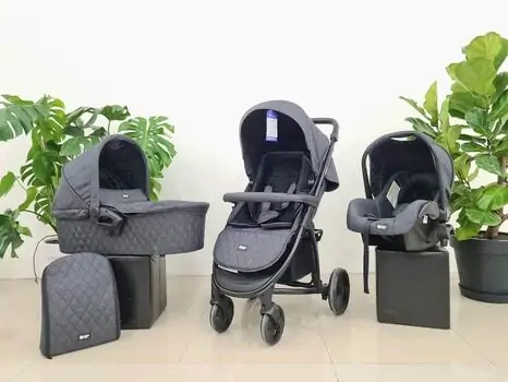 KikkaBoo Madrid 4in1 Black Melange საბავშვო ეტლის კომპლექტი