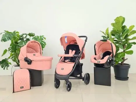 KikkaBoo Madrid 4in1 Pink Melange საბავშვო ეტლის კომპლექტი