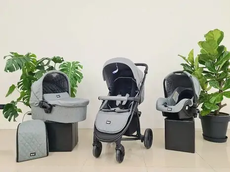 KikkaBoo Madrid 4in1 Dark Grey Melange საბავშვო ეტლის კომპლექტი