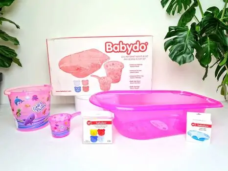 Bebekevi 1406 Eco Patternet Bathtub Set Pink აბაზანის კომპლექტი
