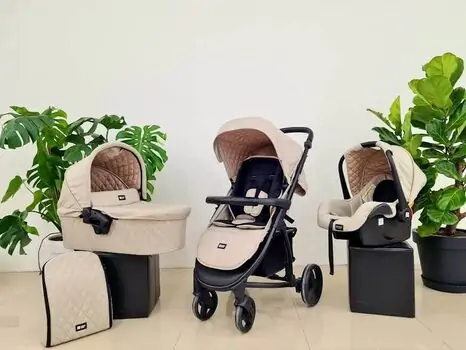KikkaBoo Madrid 4in1 Beige Melange საბავშვო ეტლის კომპლექტი