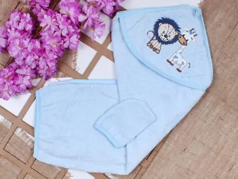 Bobix Hooded Towel Little Animals Blue საბავშვო პირსახოცი, 2 image