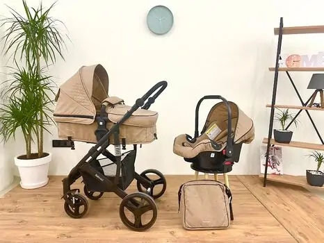 KikkaBoo Beloved Beige 3in1 ახალშობილის ეტლი