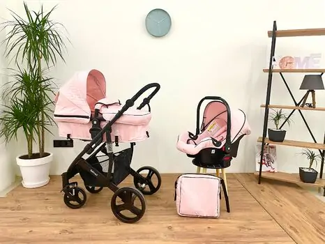 KikkaBoo Beloved Pink 3in1 ახალშობილის ეტლი