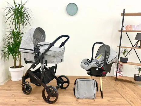 KikkaBoo Beloved Light Grey 3in1 ახალშობილის ეტლი