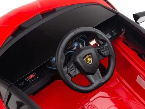 KikkaBoo Officially Licensed Lamborgini Sian Red - ელექტრო მანქანა კაუჩუკის საბურავებით და ტყავის სავარძლით, 8 image