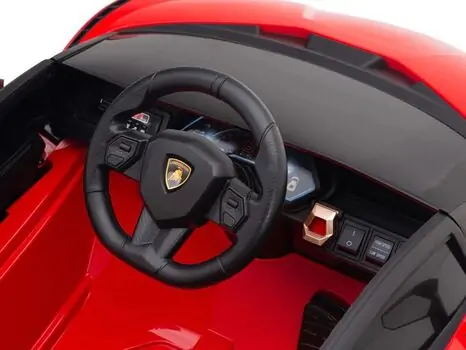 KikkaBoo Officially Licensed Lamborgini Sian Red - ელექტრო მანქანა კაუჩუკის საბურავებით და ტყავის სავარძლით, 6 image