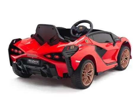KikkaBoo Officially Licensed Lamborgini Sian Red - ელექტრო მანქანა კაუჩუკის საბურავებით და ტყავის სავარძლით, 10 image