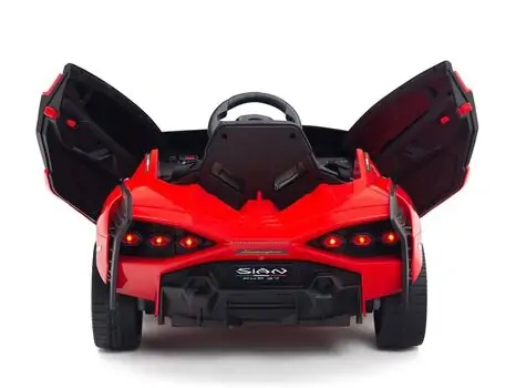 KikkaBoo Officially Licensed Lamborgini Sian Red - ელექტრო მანქანა კაუჩუკის საბურავებით და ტყავის სავარძლით, 12 image