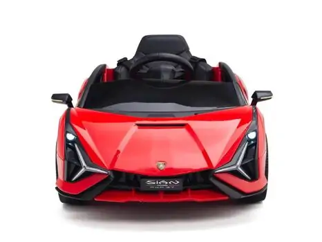 KikkaBoo Officially Licensed Lamborgini Sian Red - ელექტრო მანქანა კაუჩუკის საბურავებით და ტყავის სავარძლით, 3 image