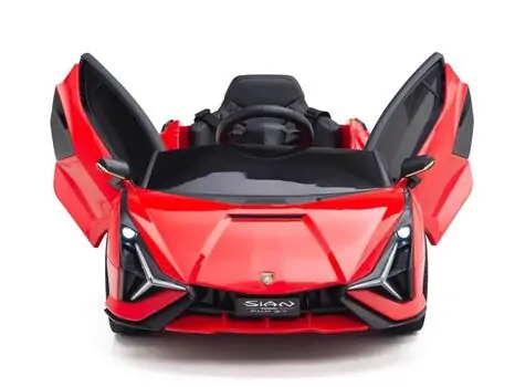 KikkaBoo Officially Licensed Lamborgini Sian Red - ელექტრო მანქანა კაუჩუკის საბურავებით და ტყავის სავარძლით, 11 image