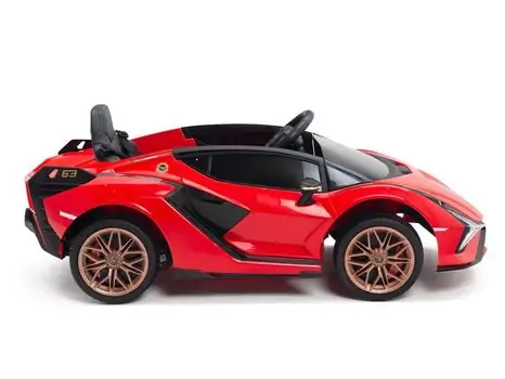 KikkaBoo Officially Licensed Lamborgini Sian Red - ელექტრო მანქანა კაუჩუკის საბურავებით და ტყავის სავარძლით, 5 image
